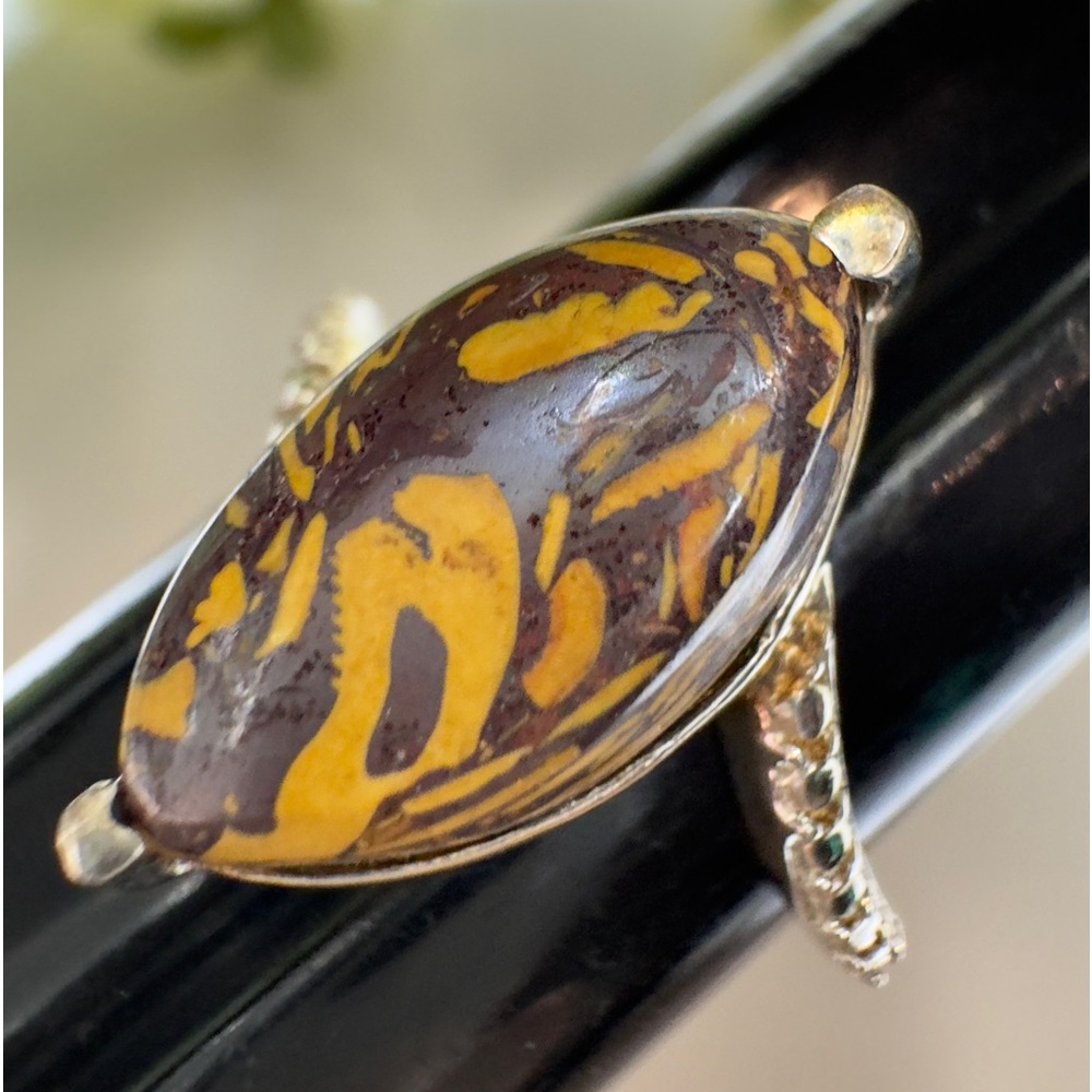 Unique Stone Ring In Solid 925 Sterling Silver Ma… - image 1